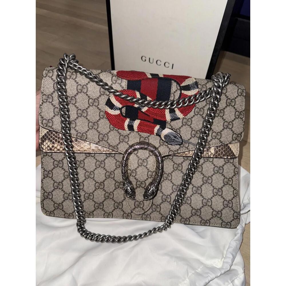 Gucci GG Supreme Dionysus Canvas KingSnake Bag python